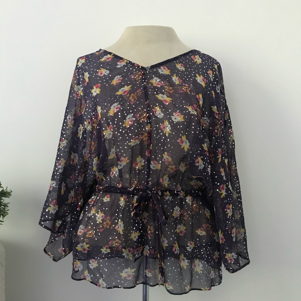 Anthropologie Ella Moss Sheer Floral blouse